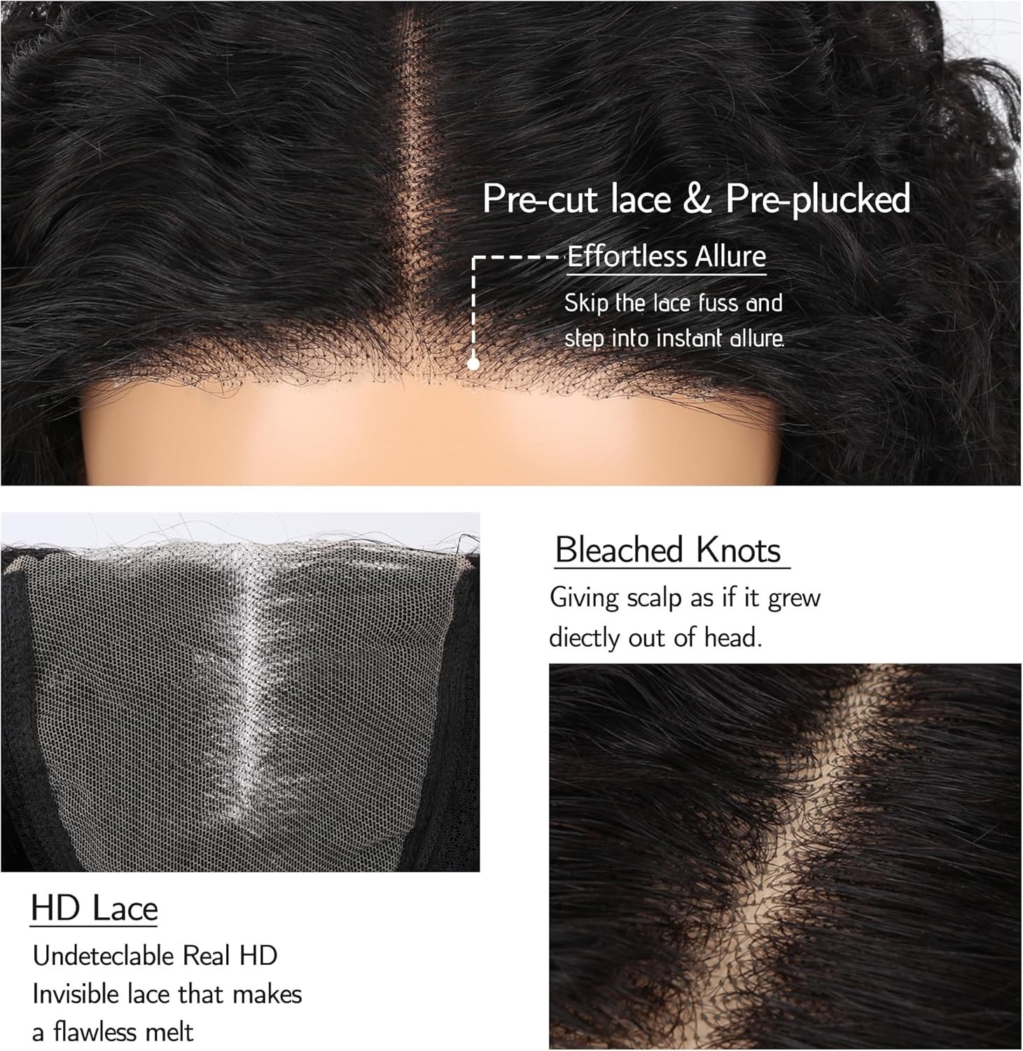 Wear and Go Glueless Wigs Human Hair Pre Plucked Pre Cut Curly Bob 4X4 Lace Wig