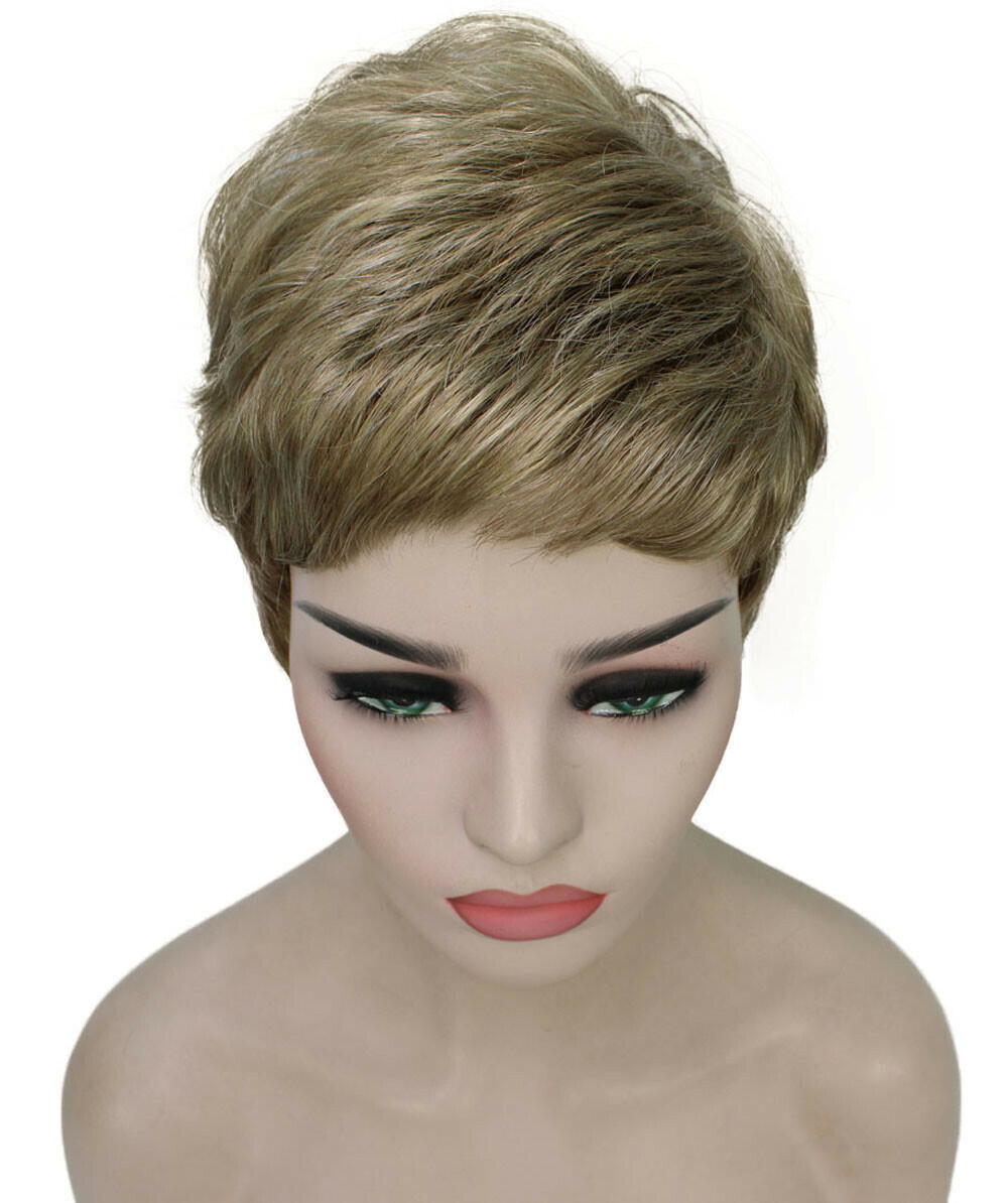Lucille – Srraight Kanekalon Synthetic Fiber Full Wig, 1.75-3.25 in, Ash Blonde