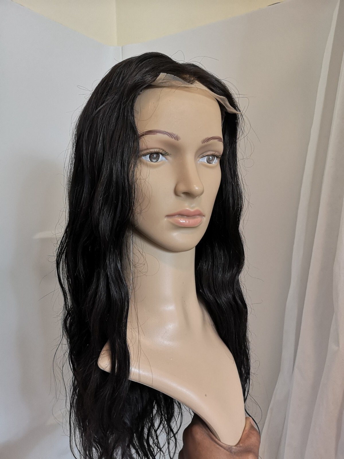 Custom High Quality Sexy 22”Human Hair 4×4 Swiss Front Lace Wig 1B