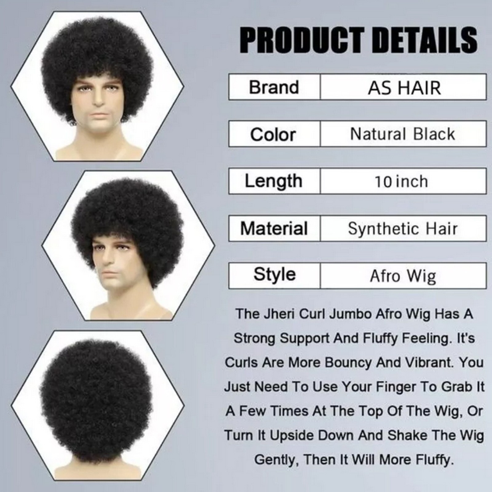 Afro Kinkly Curly Wigs Synthetic Wig for Black Men Synthetic Hair