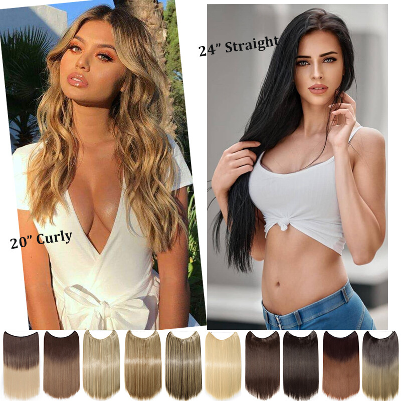US Wire In Hair Extensions Elastic Band Secret Miracle Ring 100% Real Thick Hair