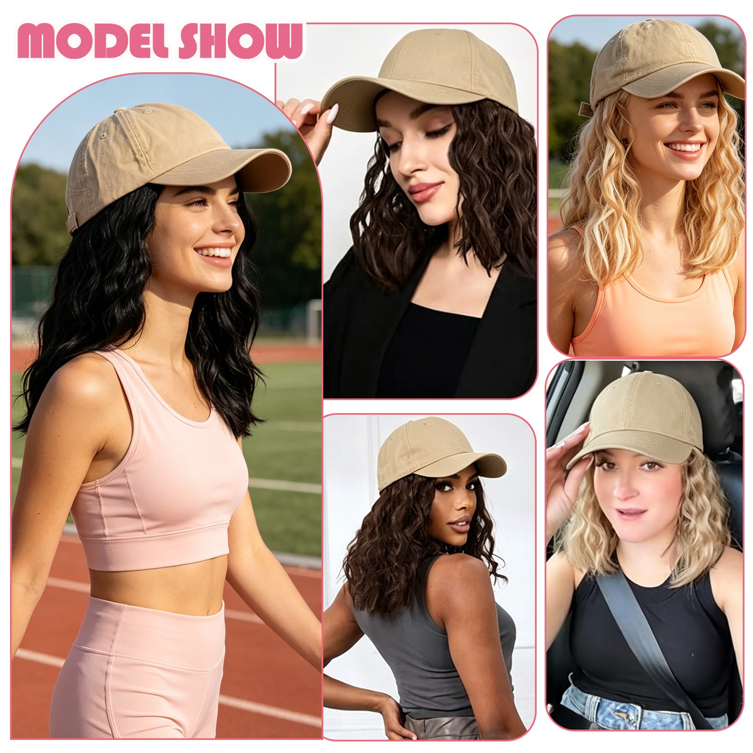 8in Cap with Hair Attached For Women Wig Hat with Hair Short Bob Style Synthetic