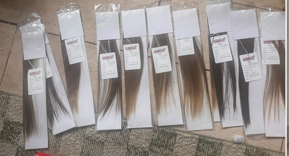 Brand new 18” clip-in hair extension kits (never used, still in packaging).