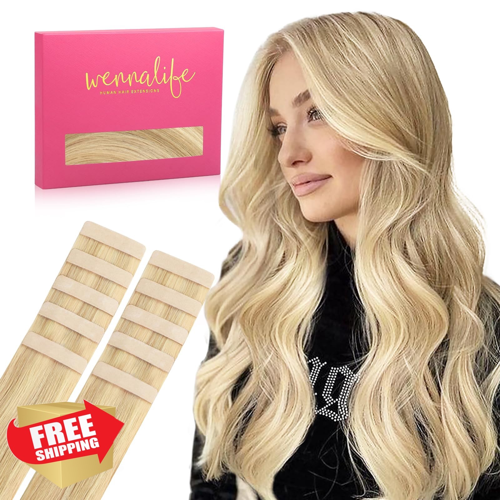 Wennalife Light Blonde Golden 16 Inch Tape Ins