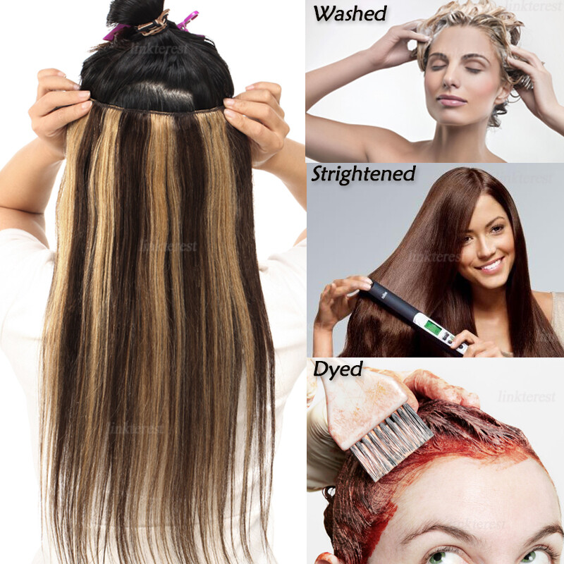 Real Remy Hair 3/4 Full head One Piece Clip in Human Hair Extensions 16in-24in