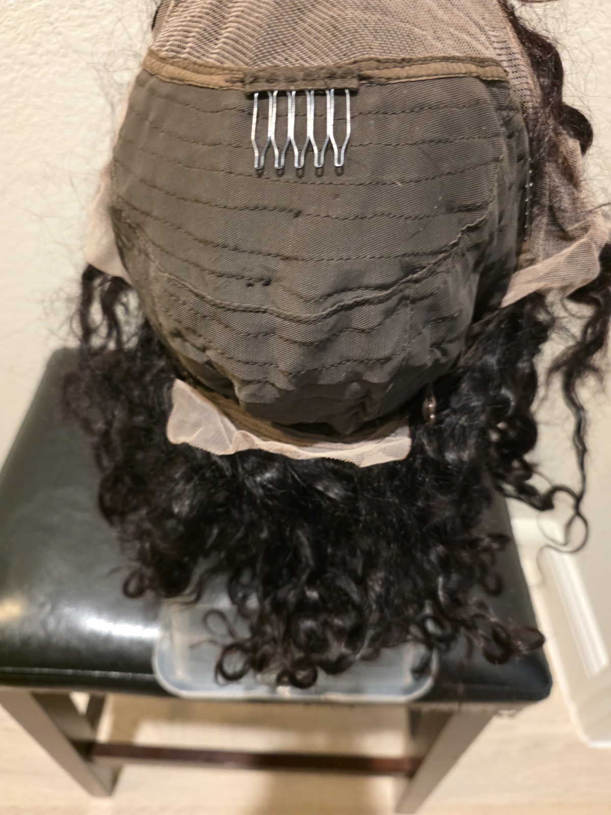 Lace Frontal Black Human Hair Curly Medium Length Wig