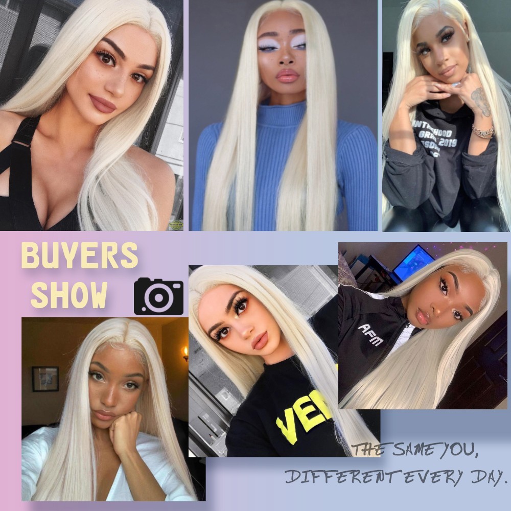 Long Straight Lace Front Wig Bleach blonde Women Synthetic Hair Heat Resistant