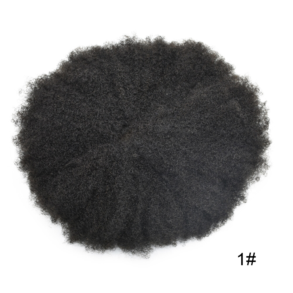 Toupee Men Human Hair Afro Wave Wig French Lace Thin Skin Kinky Curly Hair Units