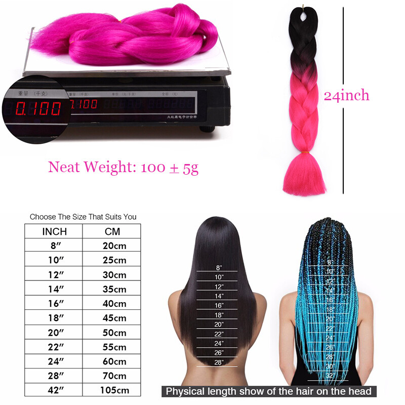 Ombre Highlight Jumbo Braiding Hair Extensions Weaving Hair Multi-color 24″ PINK