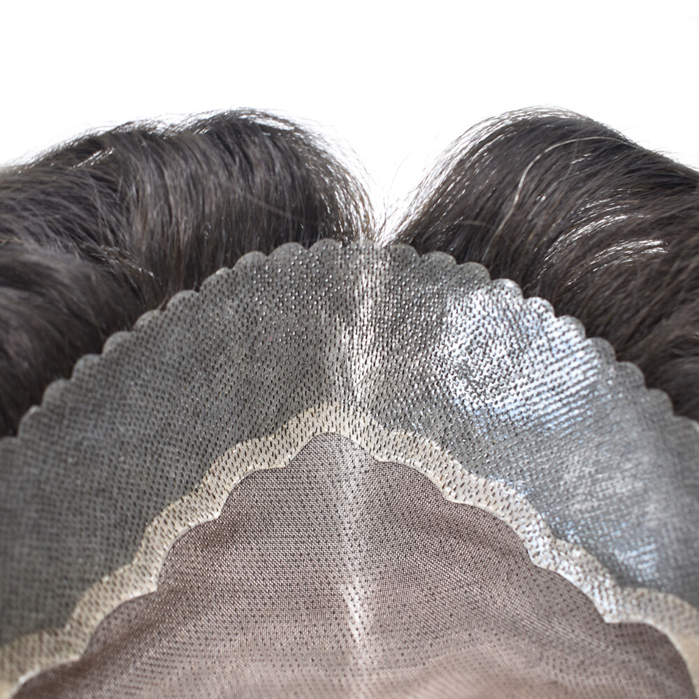 Toupee for Men Hairpiece Fine Mono Hair System Replacement Poly Skin Mens Wigs