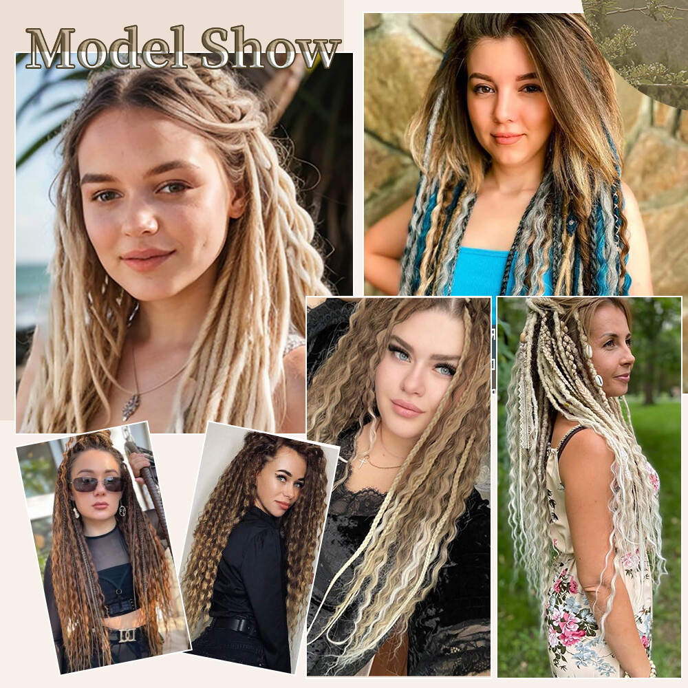 Brown Wool Dreadlocks Double Ended Dreads Extensions 22″ Folded Dreads Locs Wavy