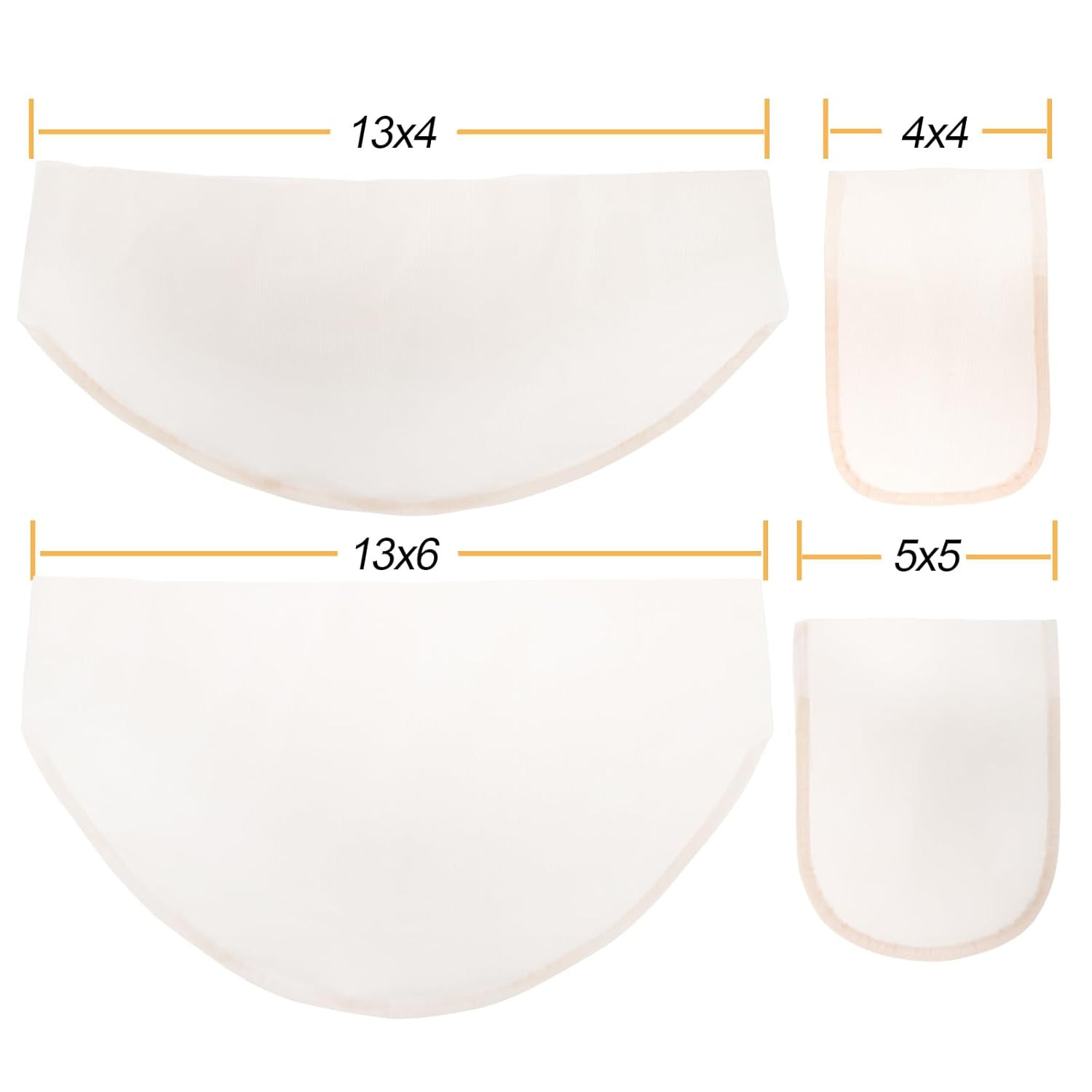 4×4 Transparent Lace for Wig Making, 5 Pieces Lace Net Base for Making Closure W