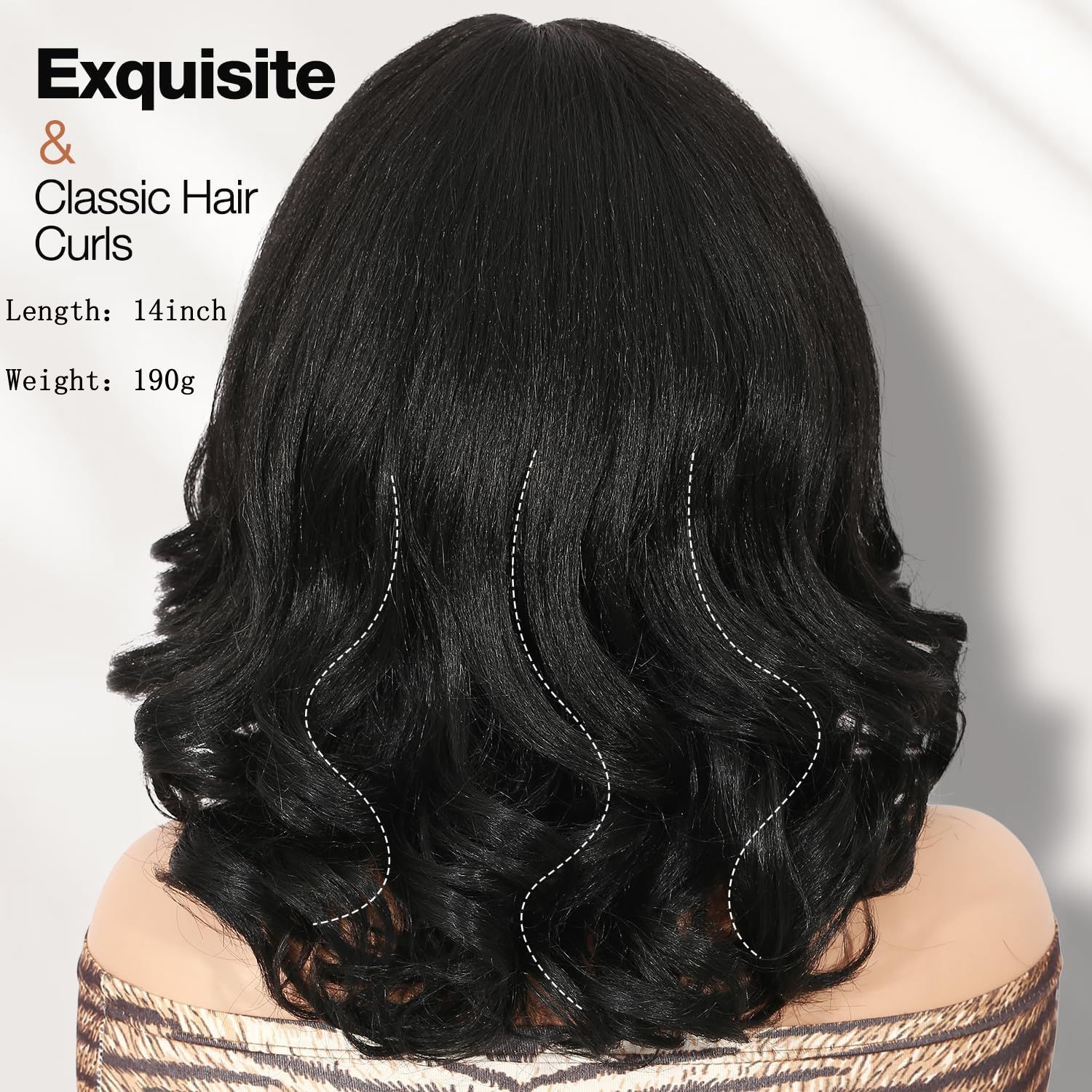 Yaki Short Curly Bob Wig With Bangs Water Wave Heat Resistant Fiber Full