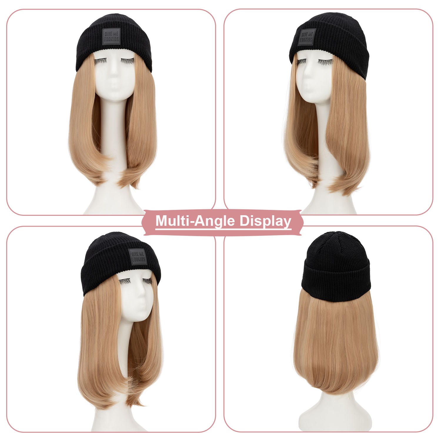 Winter Wig Hat with Hair Attached for Women Knitted Beanie Wigs Winter Hat Warm