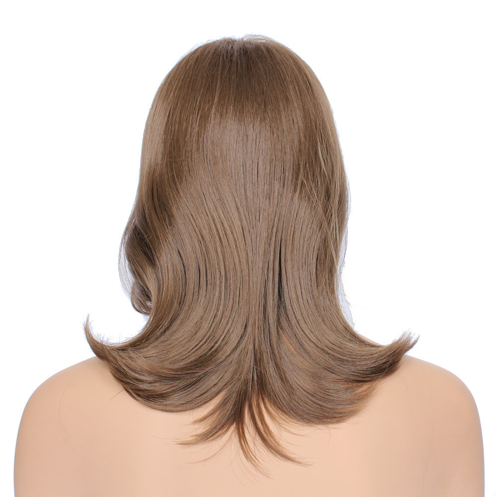 Classic Cap women Synthetic wavy Medium Brown full wig HengFeng ZP28