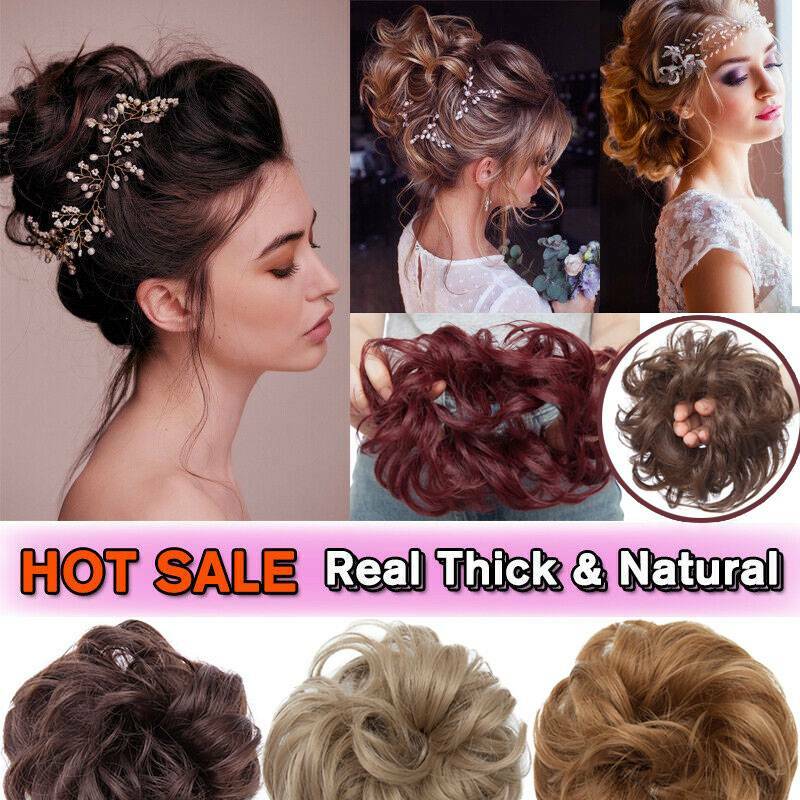 Natural Small Hair Scrunchie Wrap Hairpiece Curly Messy Bun Updo Hair Extensions