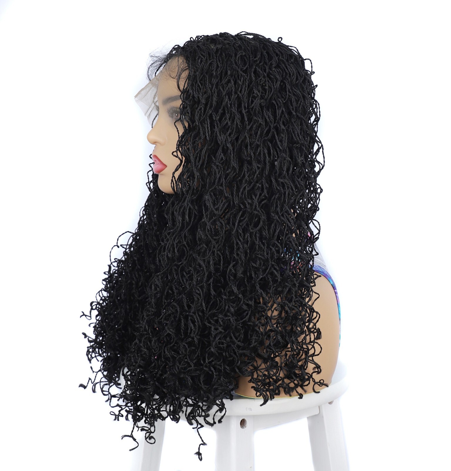 18″ Curly Wavy Twist Braids Wig for Women 4×4 Lace Front Braided Wigs Synthetic
