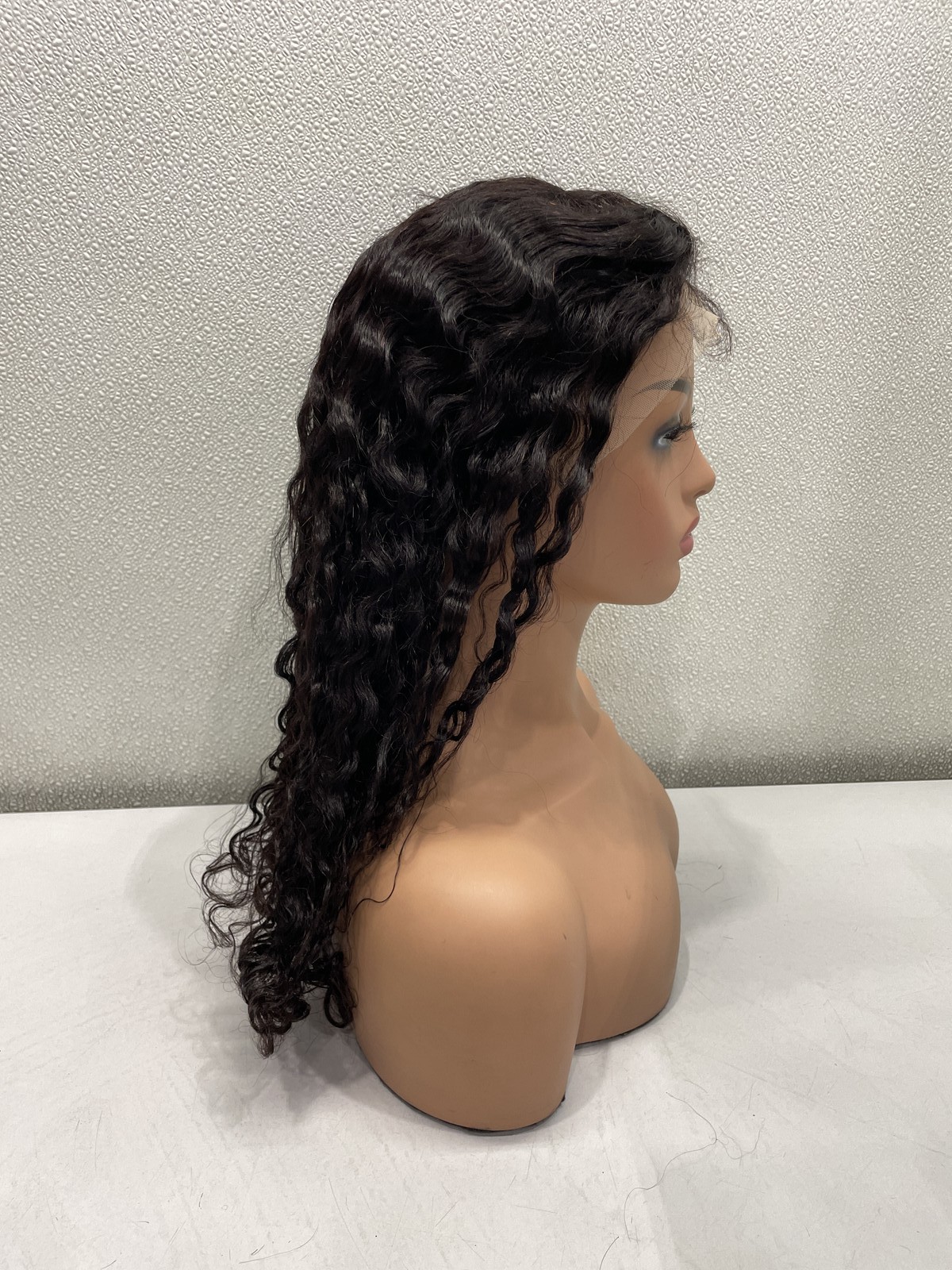 Natural Black Water Wave Human Hair Blend 13×4 Lace Front 180% Density Wig, 18″