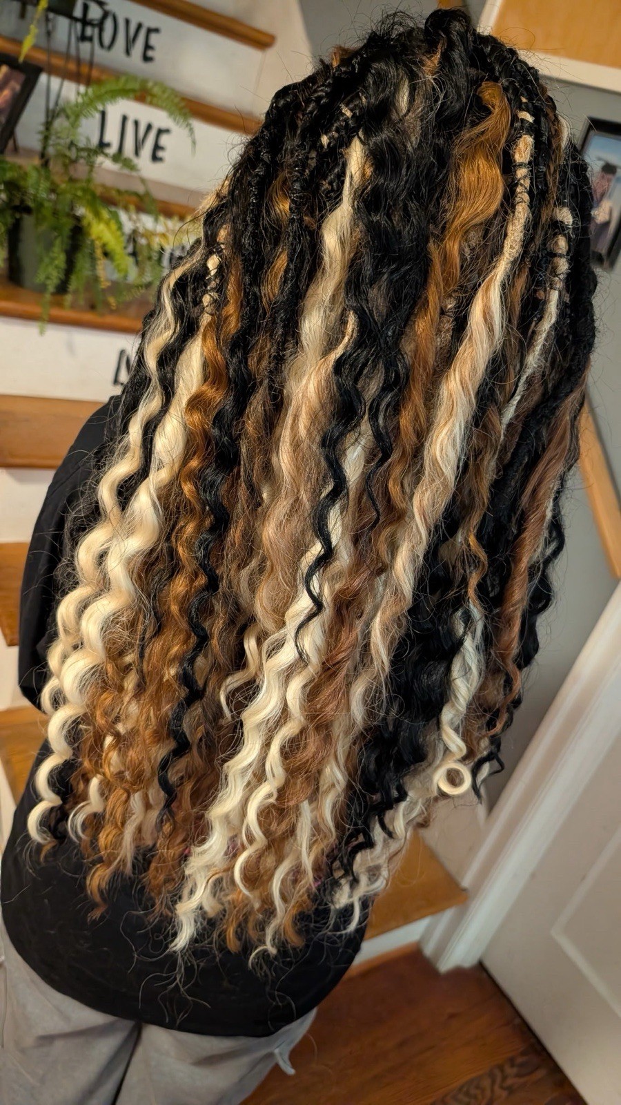 Synthetic Curly Dread Hair Extensions 21-30in Black Brown Blond Mix 43 DR