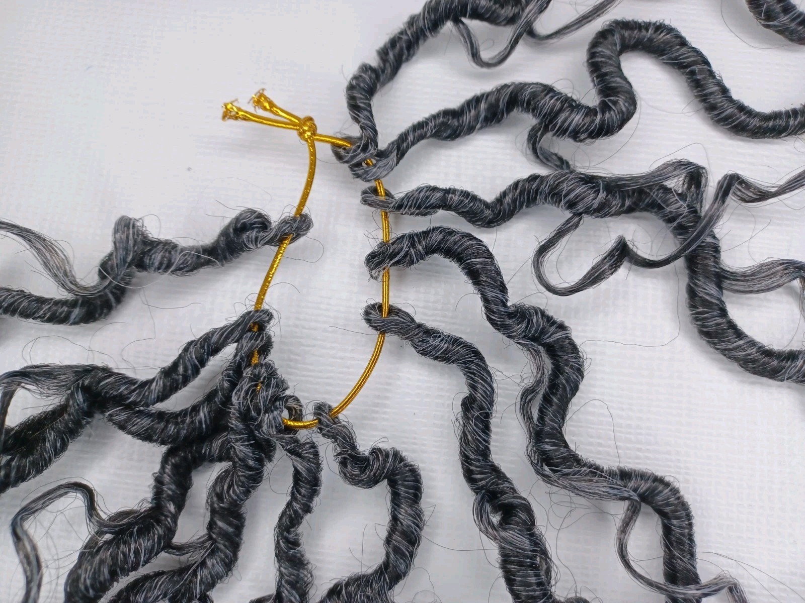 14 Inch Black & Grey Ombre Synthetic Hair Curly 5 Bundles 60 Strands Total