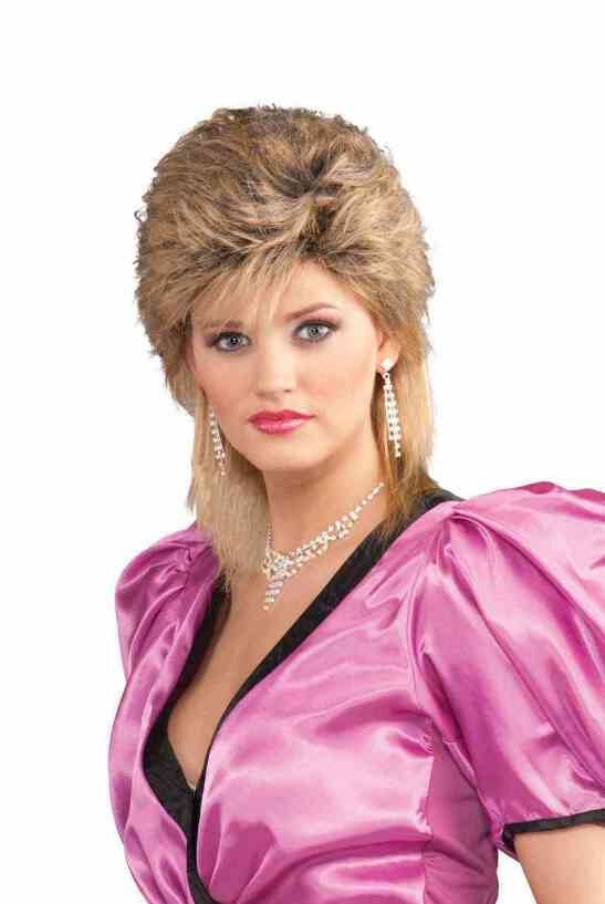 80s Salon Wig Mixed Blonde retro beauty shop adult girl hair stylist stage party