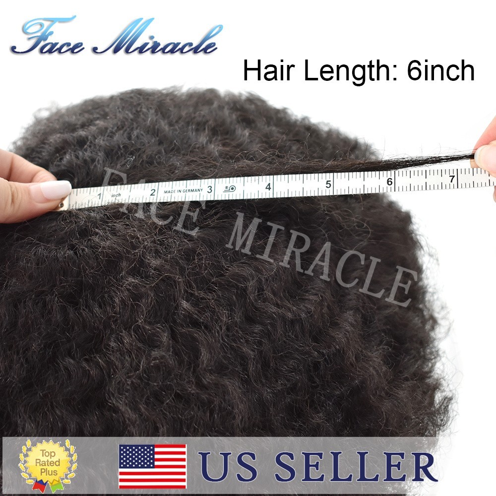 Lace Front Afro Curl Toupee for Black Men Human Remy Hair Mens Hair Units System