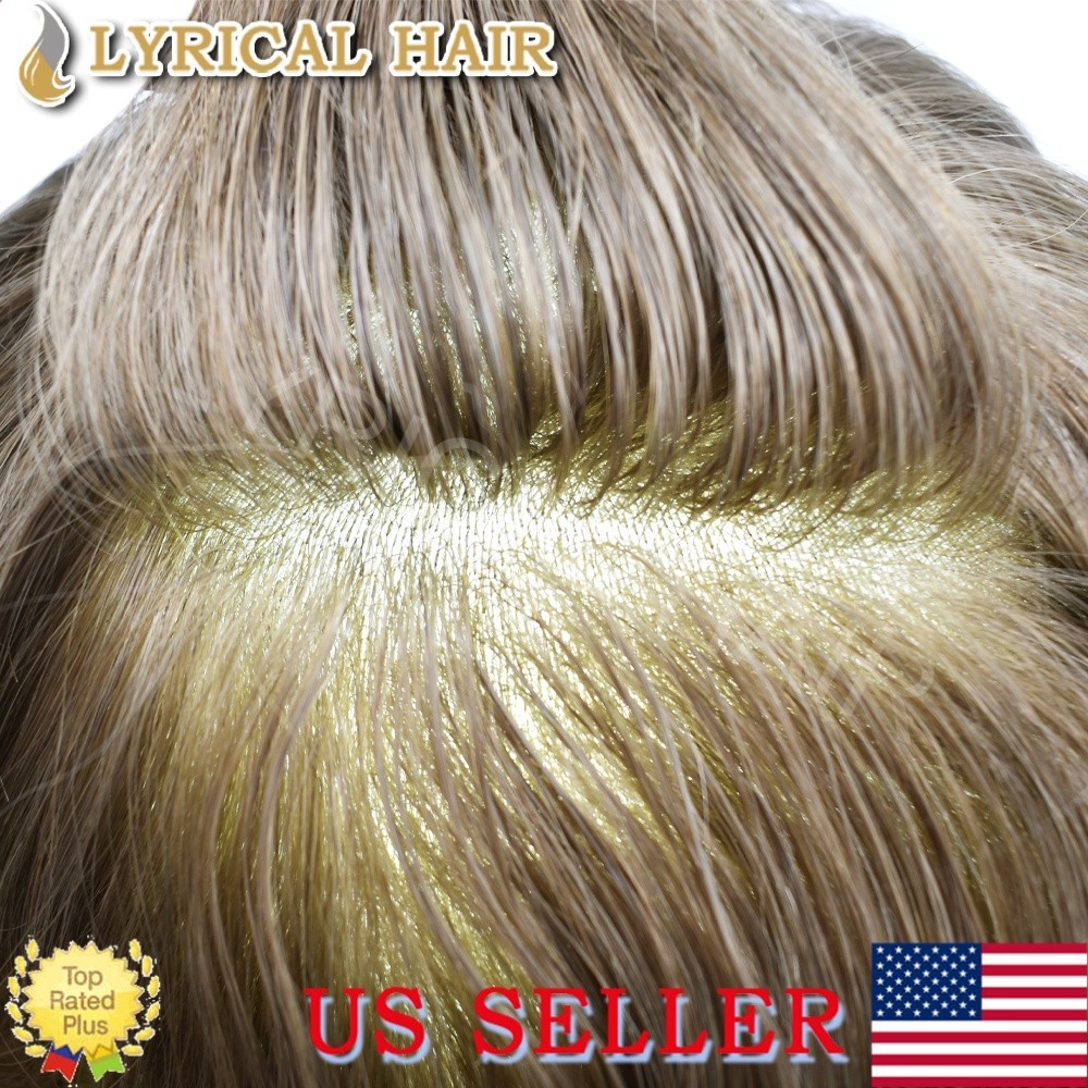 LYRICALHAIR Mens Toupee All PU Human Hair System Durable Thin Skin Hairpiece Wig