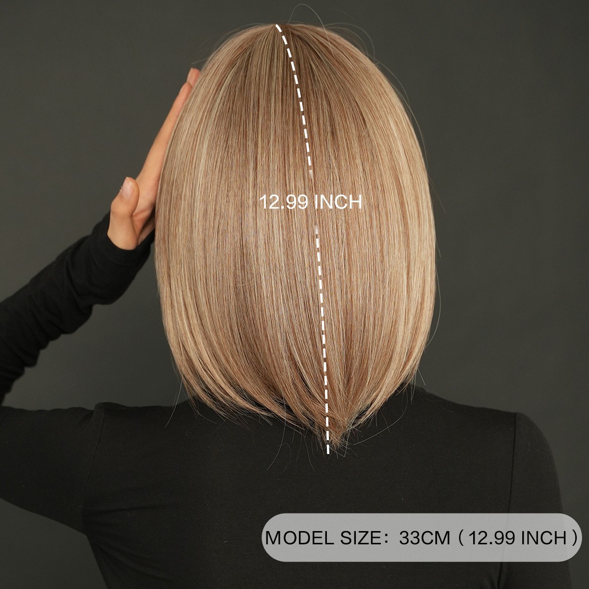 Short Bob Wig Brown Blonde mix Beige Highlight Full Head Fashion Sythenic Wigs