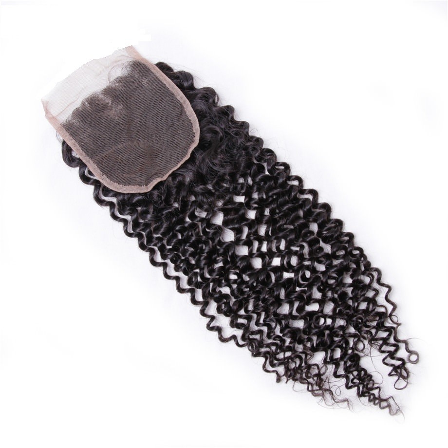 Jerry Curl unprocessed Virgin Human Hair 3 Bundles With 4*4 Lace Closure deal