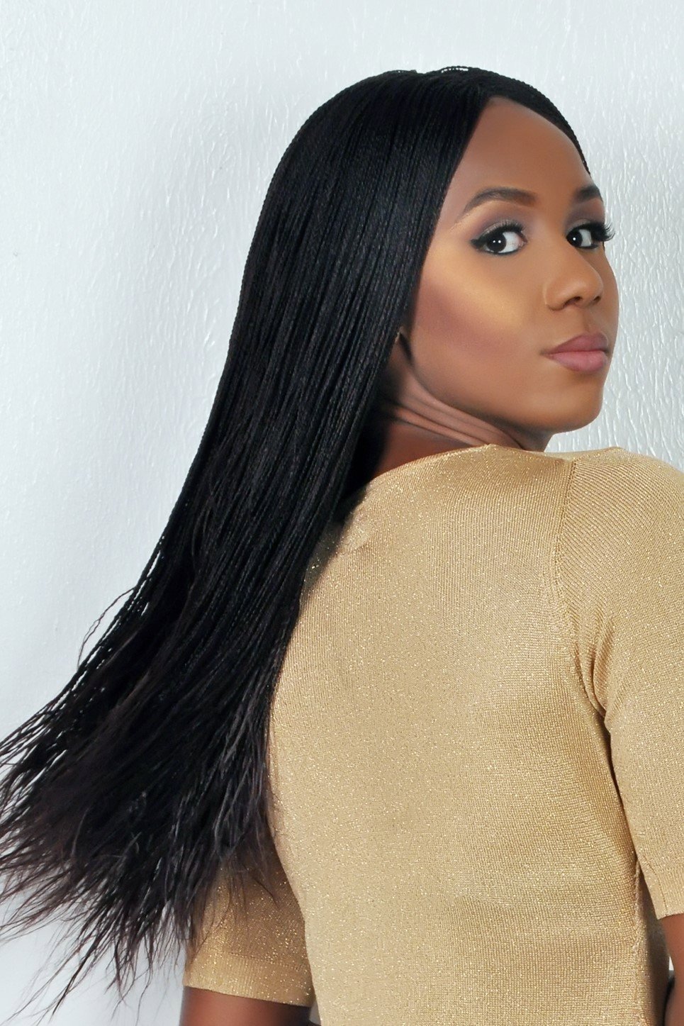 African Braided Wigs Black Micro Braid Wigs None Lace Wigs for Women Daily Wear