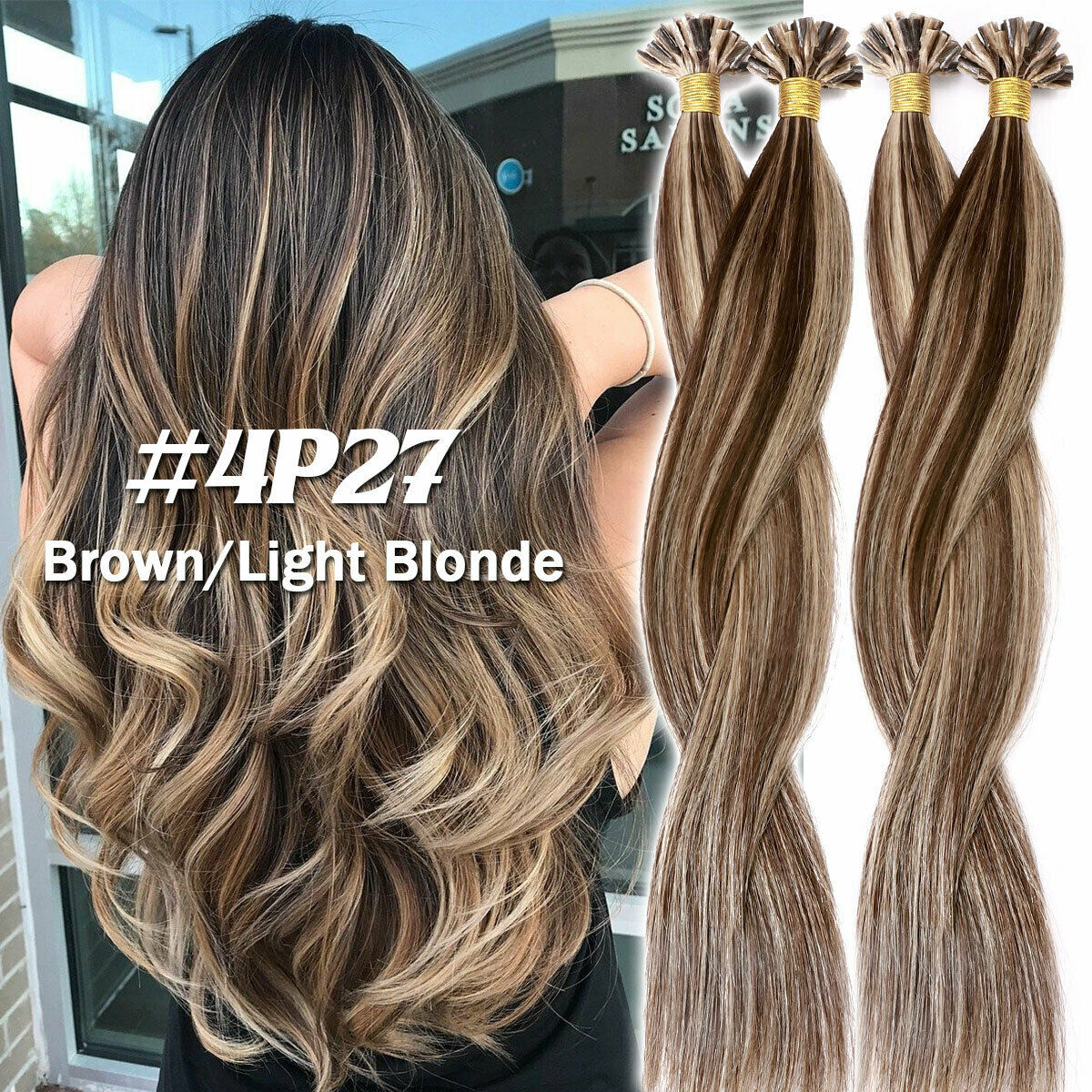 Nail U-Tip Pre Bonded Keratin Hot Fusion Glue 100% Remy Human Hair Extensions US