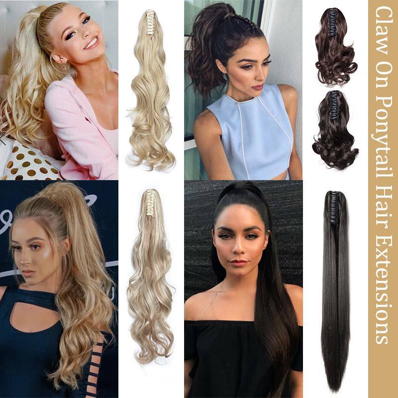 Real Thick Hair Claw-On Ponytail Hair Extension Piece Clip In Pony Tail as Human