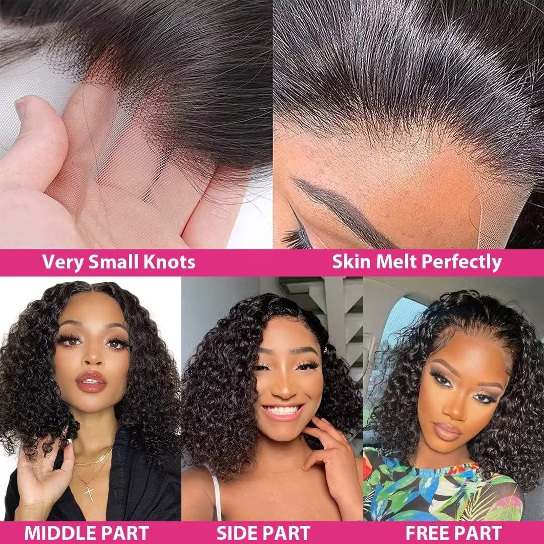 5×5 Silk Top Full Lace Human Hair Wig Short Curly Pre Plucked Silk Base Lace Wig