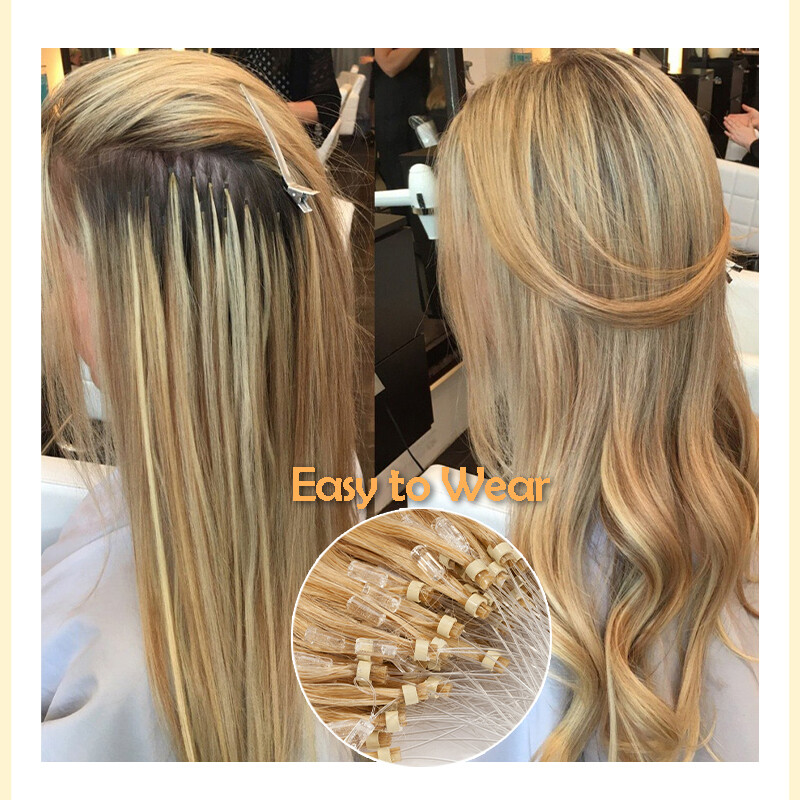 Microlink Extensions Micro Loop Beads Ring Ombre Real Remy Human Hair Thick 100G