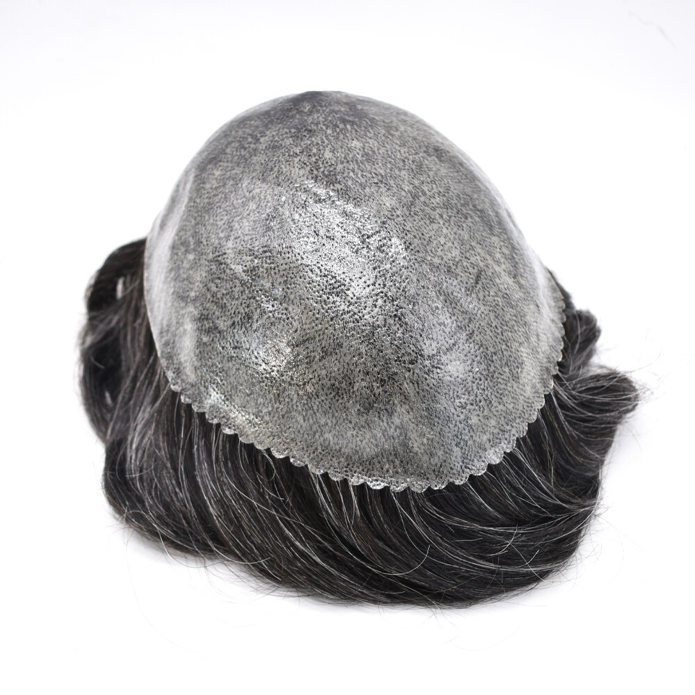 MensToupee Human HairReplacement Full Poly Skin Injected PU System Wig for MenUS