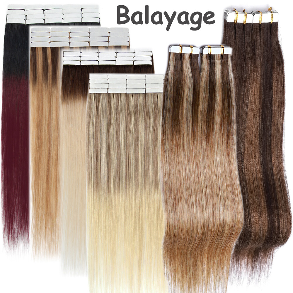 60pcs Tape in Remy Human Hair Extensions Skin Wefts Premium Thick Hair 14-24 in