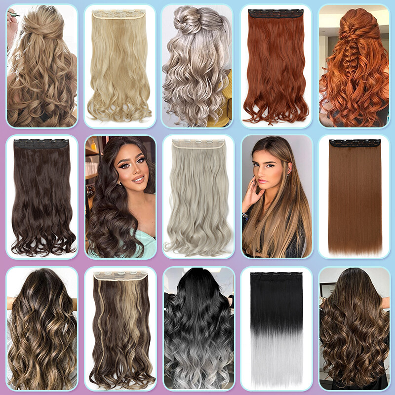 One Piece Clip in Hair Extension 5Clips Full Head Thick as Human Highlight Ombre