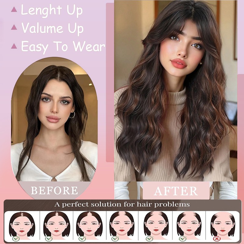 100%Real as Human Hair Topper Toupee Clip in Extension Silk Hairpiece 6″x6″ Lace