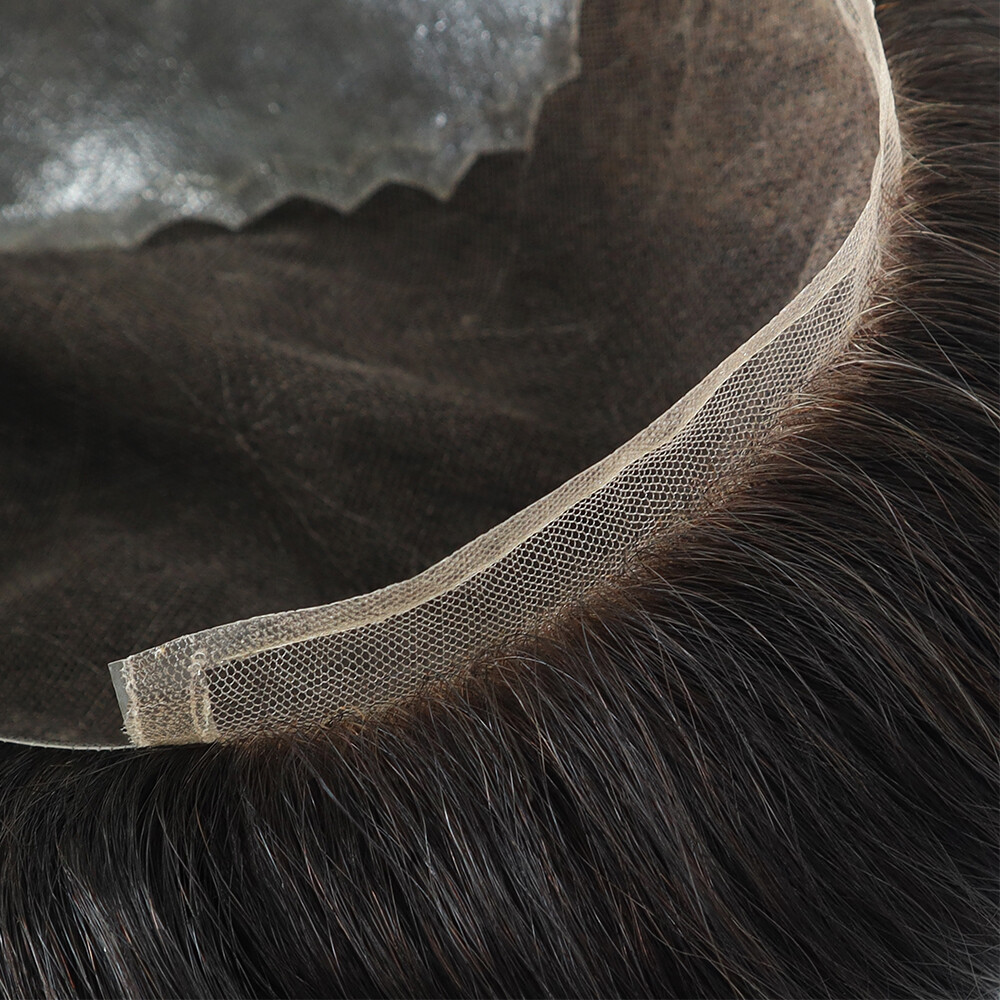 Mens Toupee Human Hair Systems Hair Replacement French Lace Front Hairpiece Q6