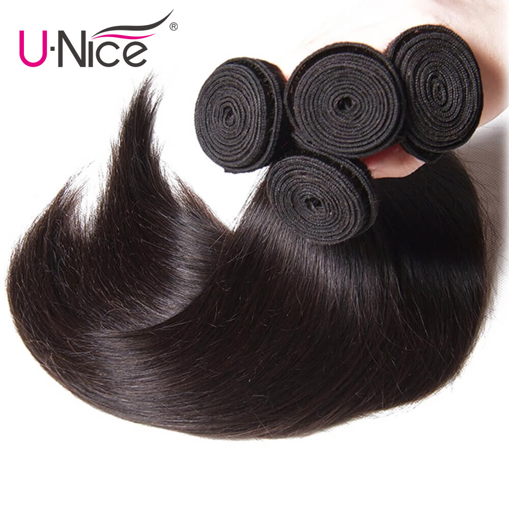 UNice Hair Indian Straight Bundles Human Hair Extensions Virgin Hair Weaves Weft