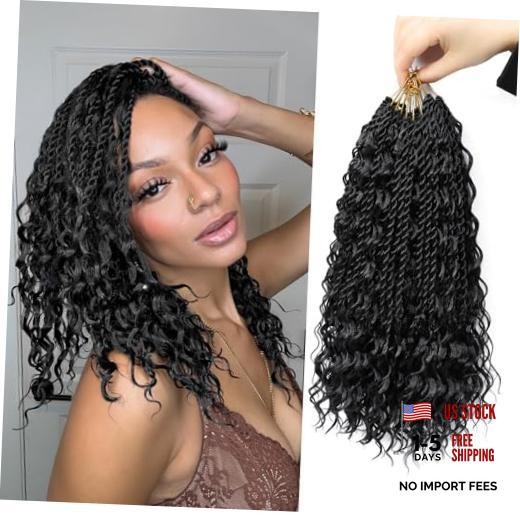 14 Inch Senegalese Twist Crochet Hair with Curly Ends 8 14 Inch (8Packs) 1B#
