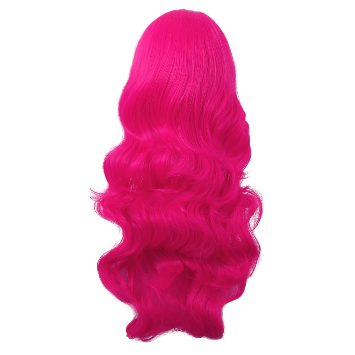 Elegant 28 Inch HotPink/black Curly Wig – Stylish Side Bangs for Bold Hairstyles