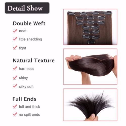 US Fast Ombre Clip In as Human Remy Hair Extensions 8Pcs Full Head 18 Clips nw25