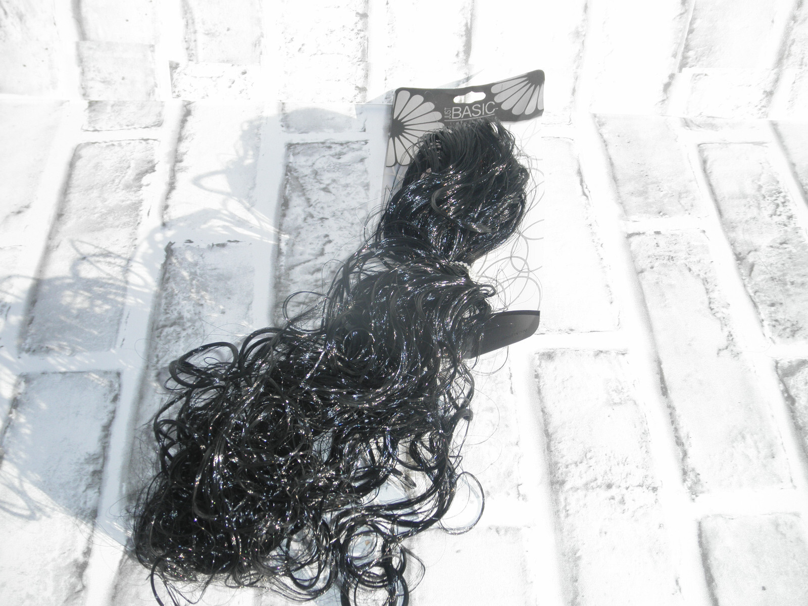 NEW JUST BASIC SYNTHETIC BLACK JAW CLAW CLIP CURLY PONY TAIL HAIR EXTENSION 11″