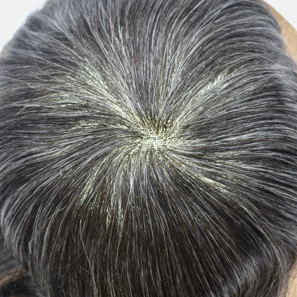 French Lace Front Mens Toupee Hairpeice Poly Skin Human Hair Replacement Systems