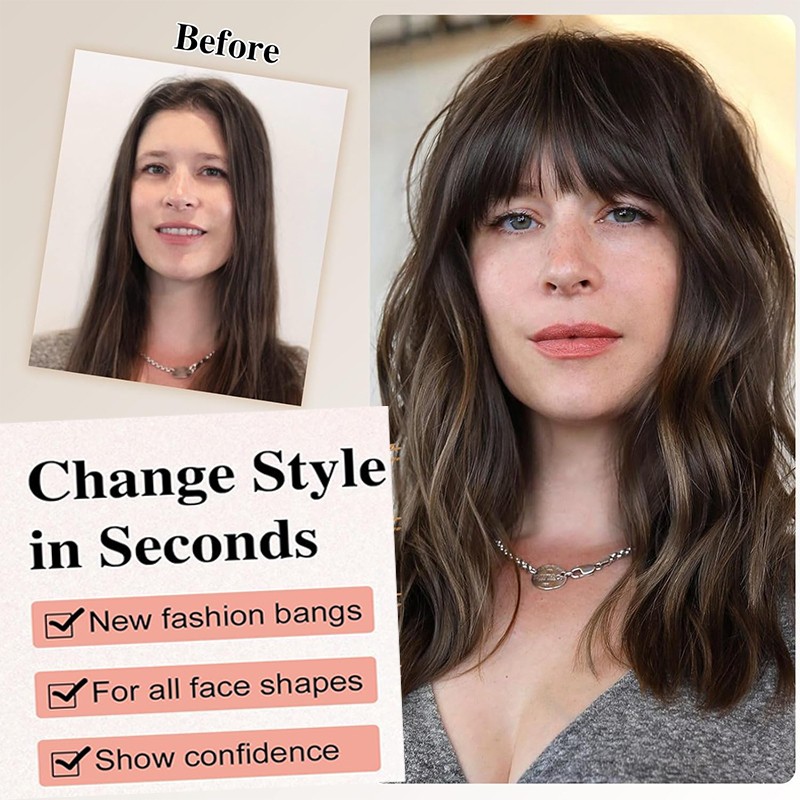Clip In Fringe Topper Neat Bangs Hair Piece 100% Real Remy Human Hair Extensions