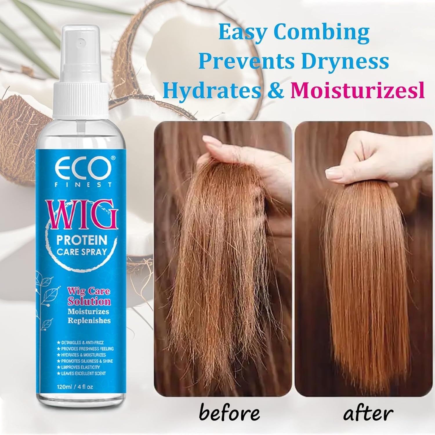 Wig Hair Care Spray for Synthetic and Natural Hair Wigs, Smooth and Anti-Frizz