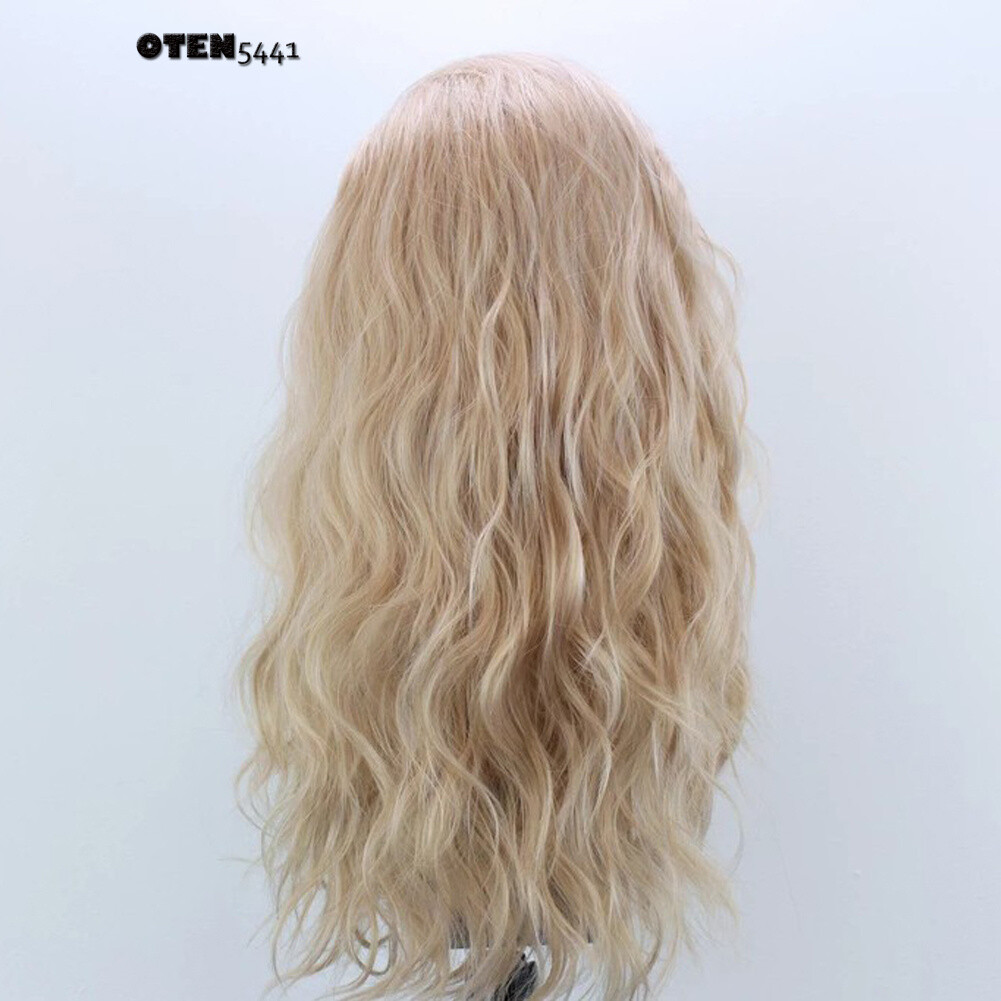 Long Curly Gold Blonde Mix Lace Front Heat Resistant Fiber Free Part Wigs Natura