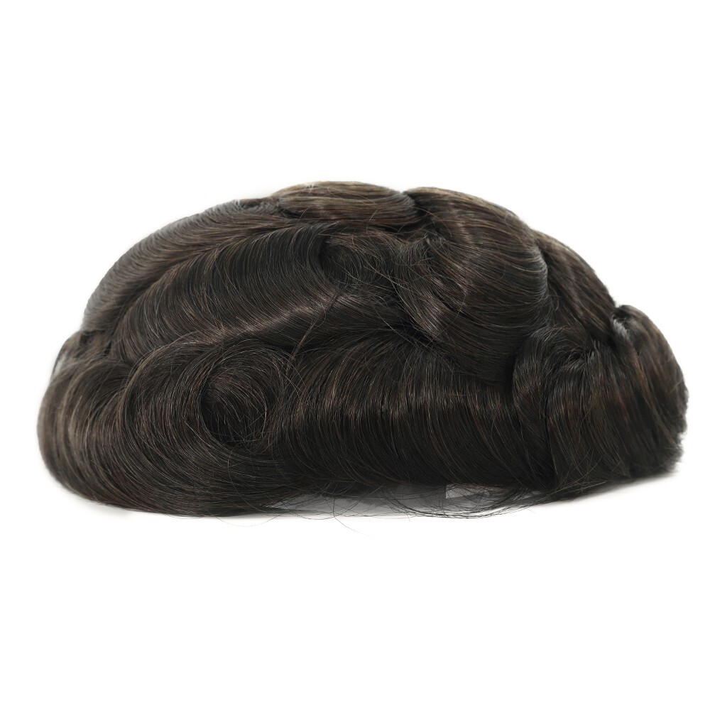 Mens Toupee Human Hair Replacement System French Lace Front Hairpieces 8X10 #2