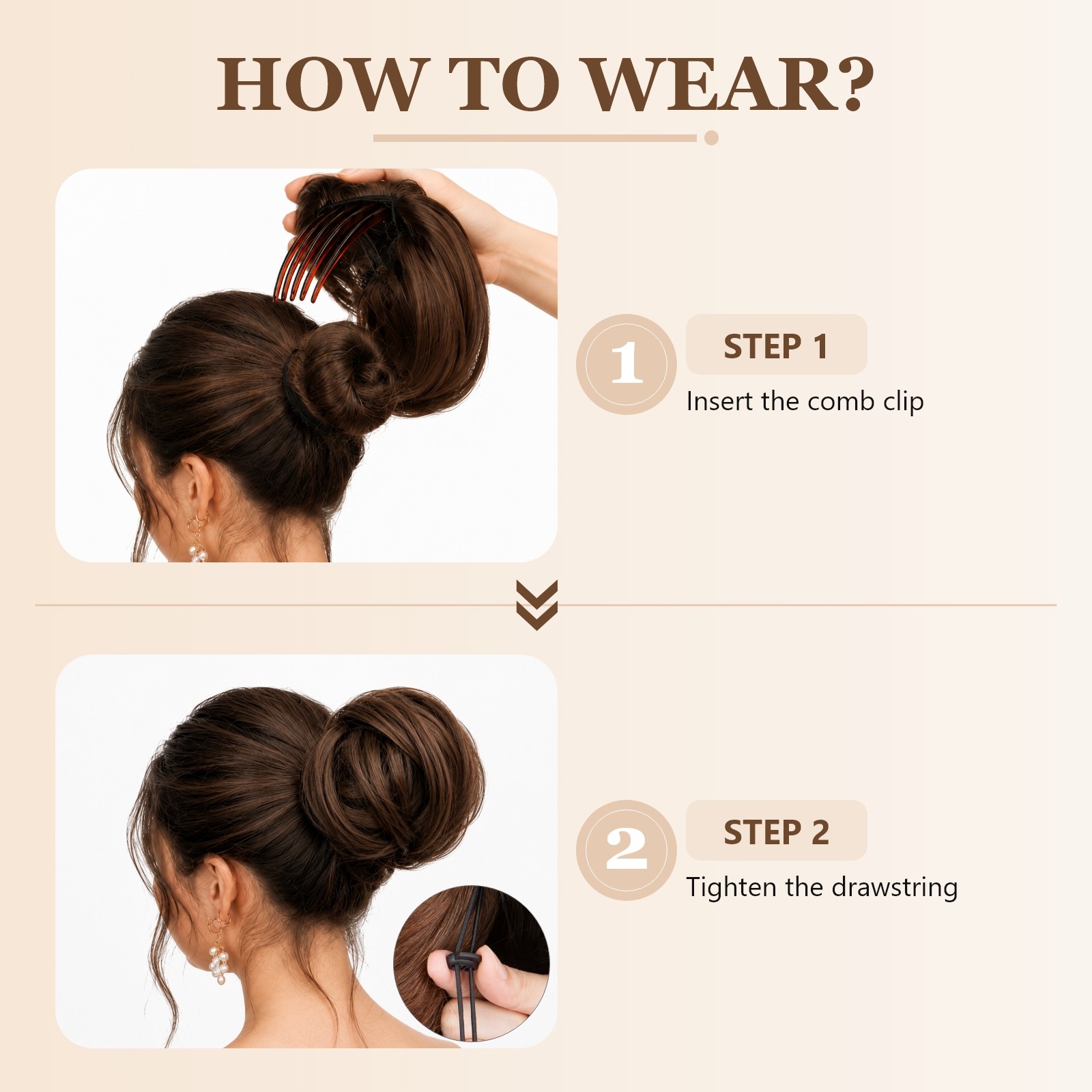 Elegant Ponytail Bun Hair Chignon with Comb Clip Updo Drawstring Hair Extensions